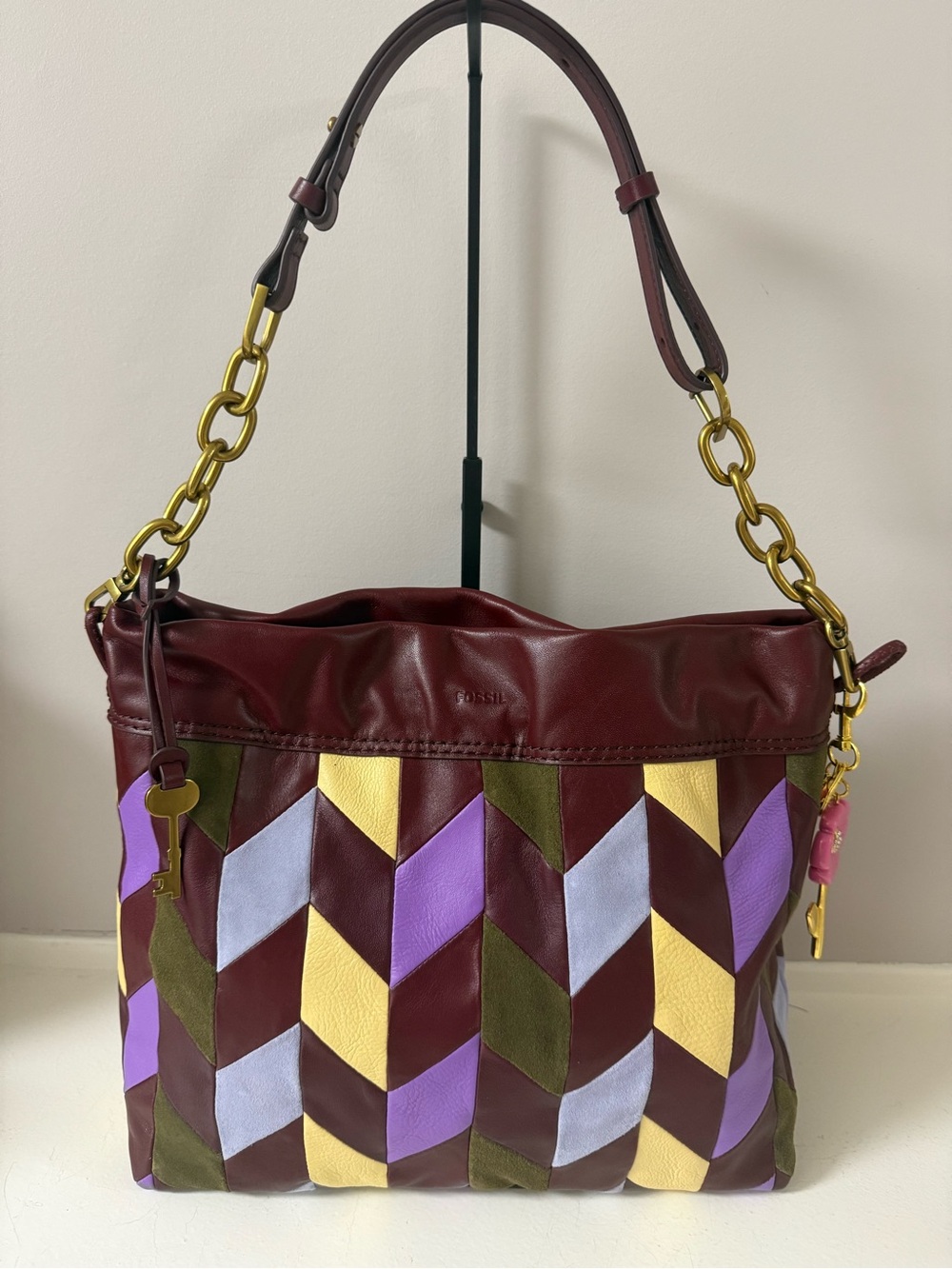 Fossil Maroon Leather Shoulder Bag in Excellent Condition!!